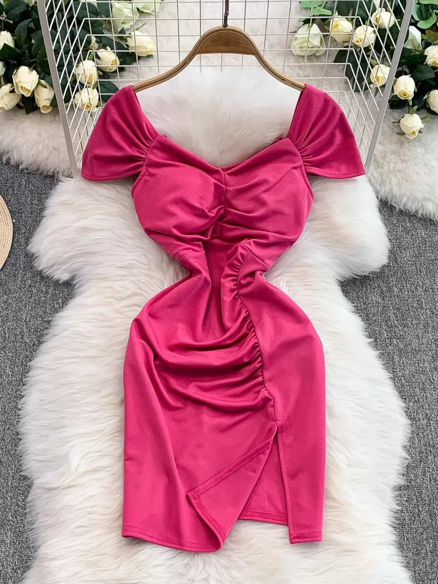 modern bodycon dresses Gold Chains Bodycon Dress Summer Baroque Style Modern Side Split Long  Dresses Long Sleeve Graphic Party Dress